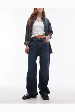 MANGO High waist straight leg jeans in medium wash