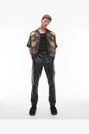 Topman Premium straight leather pants in