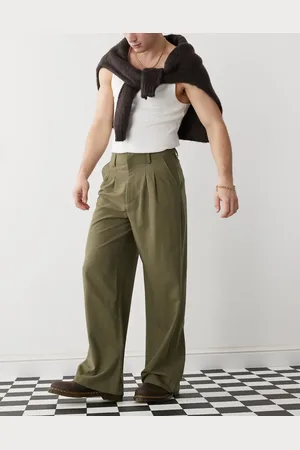 COLLUSION Relaxed wide leg tailored pants in olive