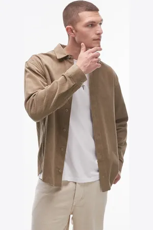 Topman Mini corduroy oversized shirt in stone