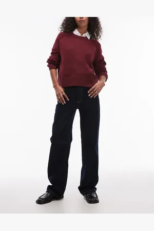 MANGO High waist straight leg jeans in dark wash