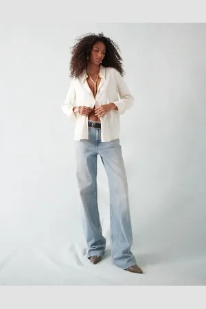 MANGO Relaxed slim washed front jeans in light