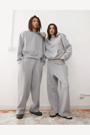 Reclaimed Unisex heavyweight wide leg sweatpants in heather - part of a set