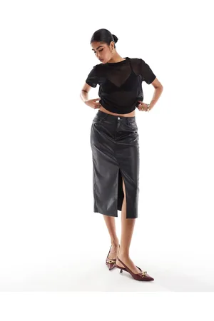 ONLY Faux leather midi skirt in
