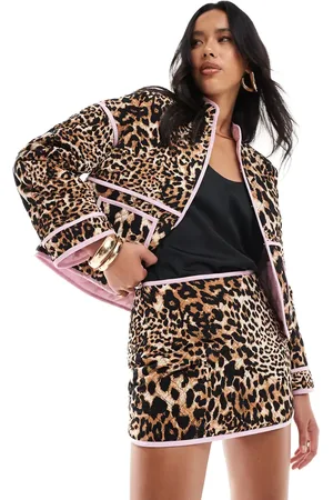 The Frolic Exclusive quilted contrast trim mini skirt in leopard - part of a set