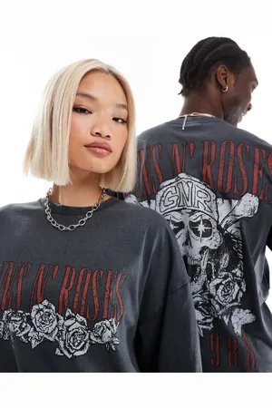 ASOS Unisex oversized licensed t-shirt with Guns N Roses Tour prints in washed