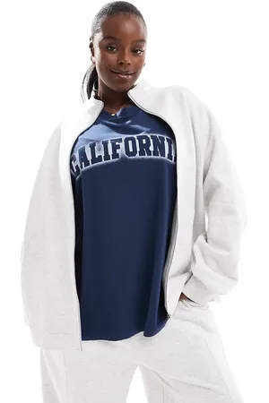 ASOS ASOS DESIGN Curve high neck zip up sweatshirt in heathered ice