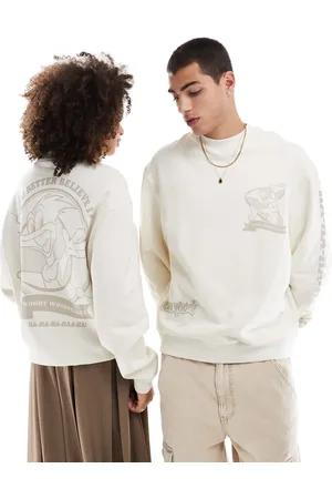 ASOS Unisex oversized licensed sweatshirt with Woody Woodpecker prints in ecru