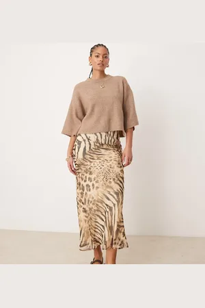 ASOS ASOS DESIGN Tall chiffon bias maxi skirt in leopard print
