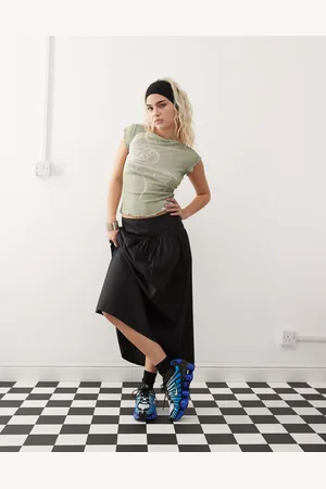 COLLUSION Drop waist full midi skirt in