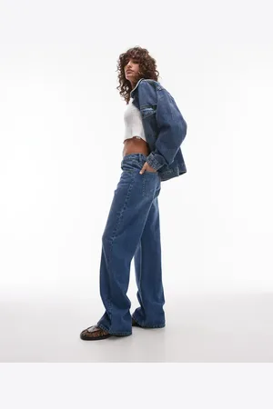 Topshop Ember low rise wide leg jeans in mid