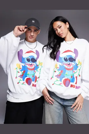 ASOS Disney Christmas extreme oversized sweatshirt with Stitch front print in