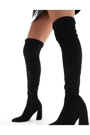 ASOS Wide Fit Keely block-heeled over the knee boots in micro