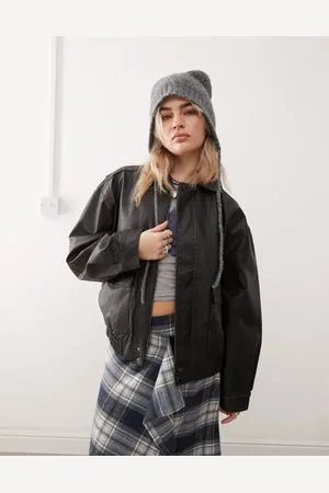 COLLUSION Distressed faux leather jacket in