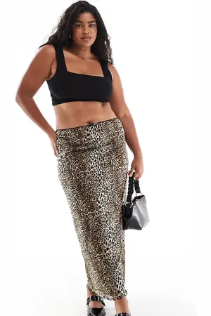 ASOS ASOS DESIGN Curve mesh midi skirt in leopard print