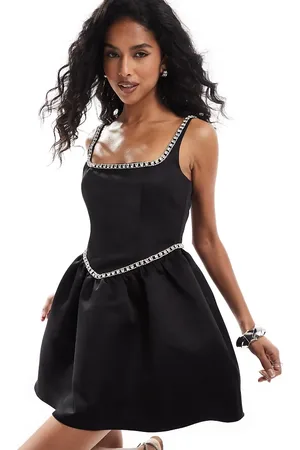 The Frolic Exclusive heavy satin corset detail puffball mini dress in