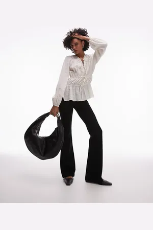 Topshop Soft touch tie front tiered top in ivory