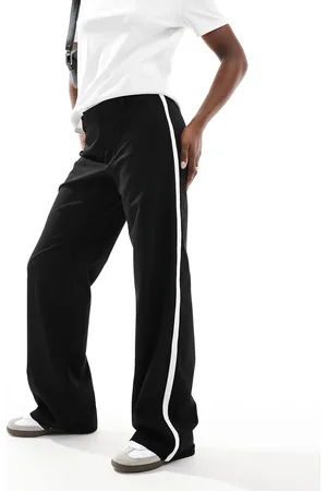 Pull&Bear Wide leg pants with side stripe detail in