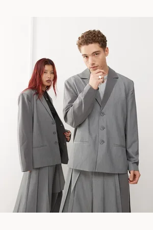 Reclaimed Unisex oversized patchwork contrast blazer