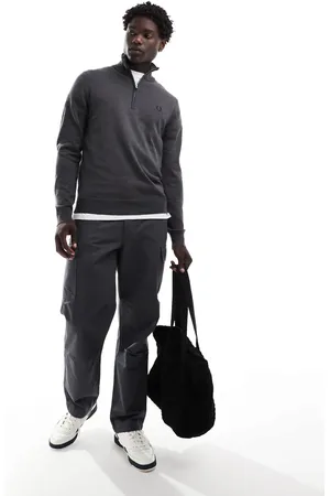 Fred Perry Classic half zip knitted sweater in dark