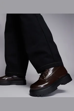 ASOS Lace up worker boots in polish with chunky sole