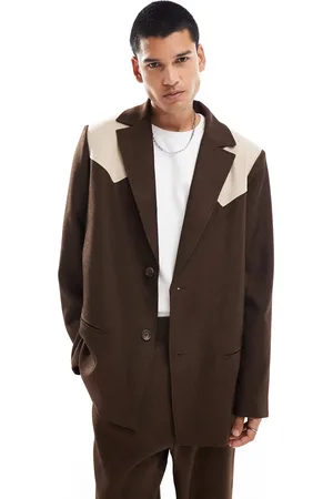 Reclaimed Western suit blazer in patchwork