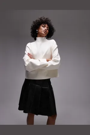 & OTHER STORIES Compact knit high neck sweater with sculpted sleeves in off