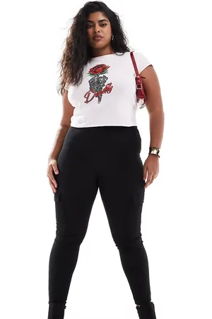 Yours Ribbed cargo leggings in