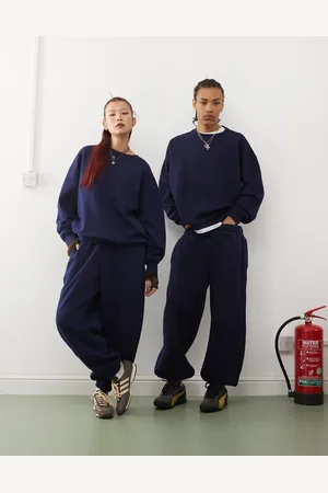 Reclaimed Unisex relaxed sweatpants in navy
