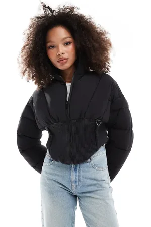 Sixth June Corset detail cropped puffer coat in