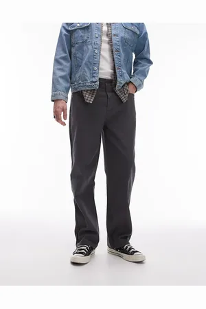 Topman Straight canvas pants in charcoal