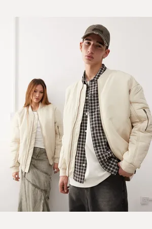 Reclaimed Unisex oversized bomber jacket in stone