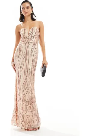 TFNC Sequin strapless maxi dress in