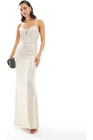 TFNC Sequin strapless maxi dress in iridescent
