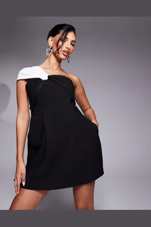 Lavish Alice Monochrome twisted one shoulder mini dress