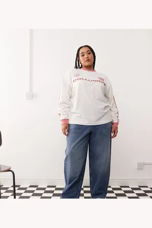 COLLUSION Plus track jeans in midwash - STONE