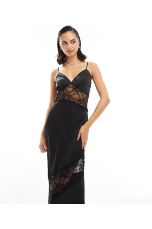 TFNC Satin lace insert maxi dress in