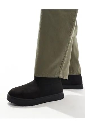 Pull&Bear Fur lined faux suede boot in