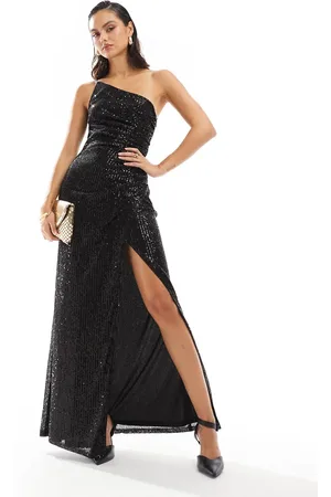 TFNC Sequin one shoulder maxi dress in