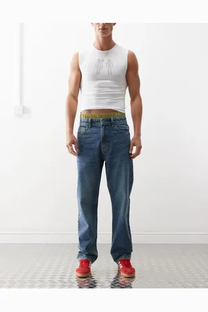 COLLUSION X005 straight leg jeans in midwash
