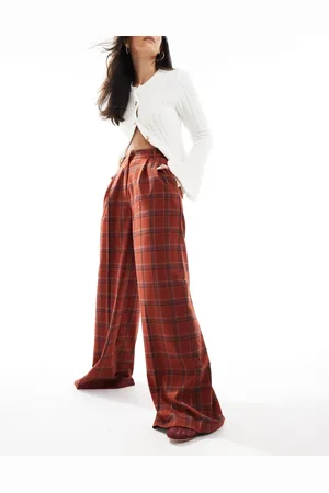SCALPERS Plaid Pants In Terracotta