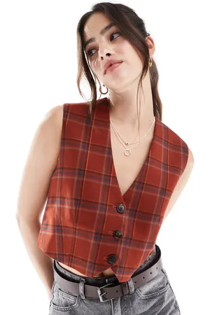 SCALPERS Check vest in terracotta