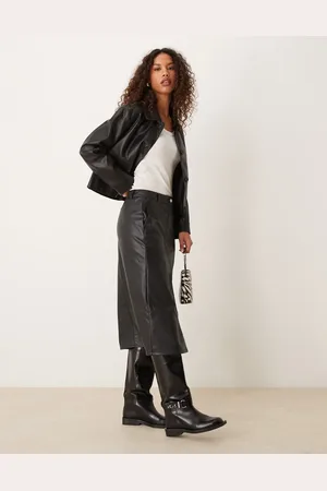 JDY Faux leather midi skirt in