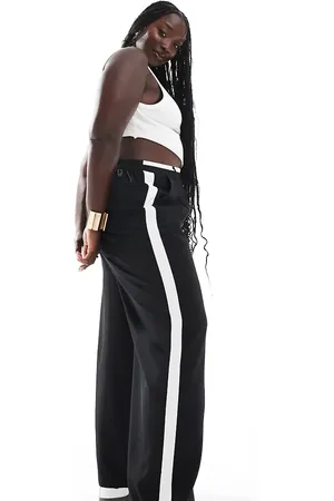 Yours Contrast waistband side stripe wide leg pants in