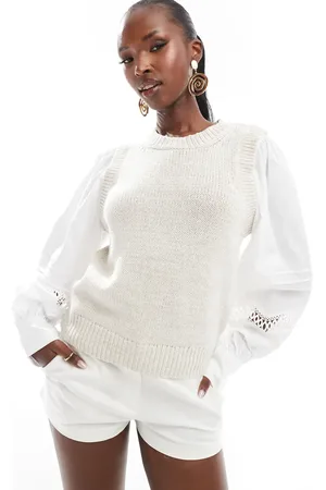 French Connection Klara mix 2-in-1 sweater in cream