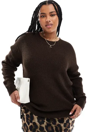 Yours Dropped shoulder sweater in chocolate