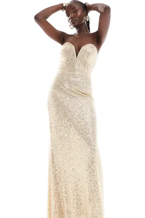 TFNC Sequin strapless maxi dress in