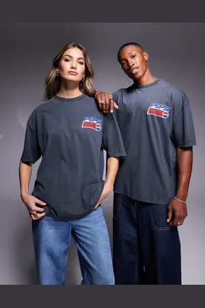 ASOS Unisex oversized licensed T-shirt with Pepsi logo prints in washed