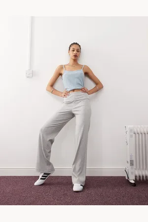 COLLUSION Foldover waist ribbed flare yoga pant
