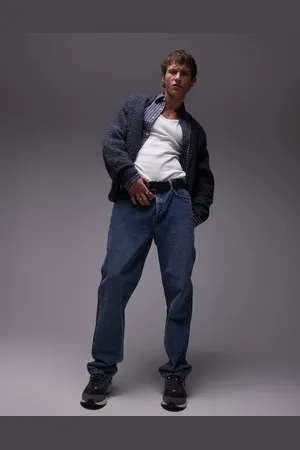 Topman Straight jeans in mid wash